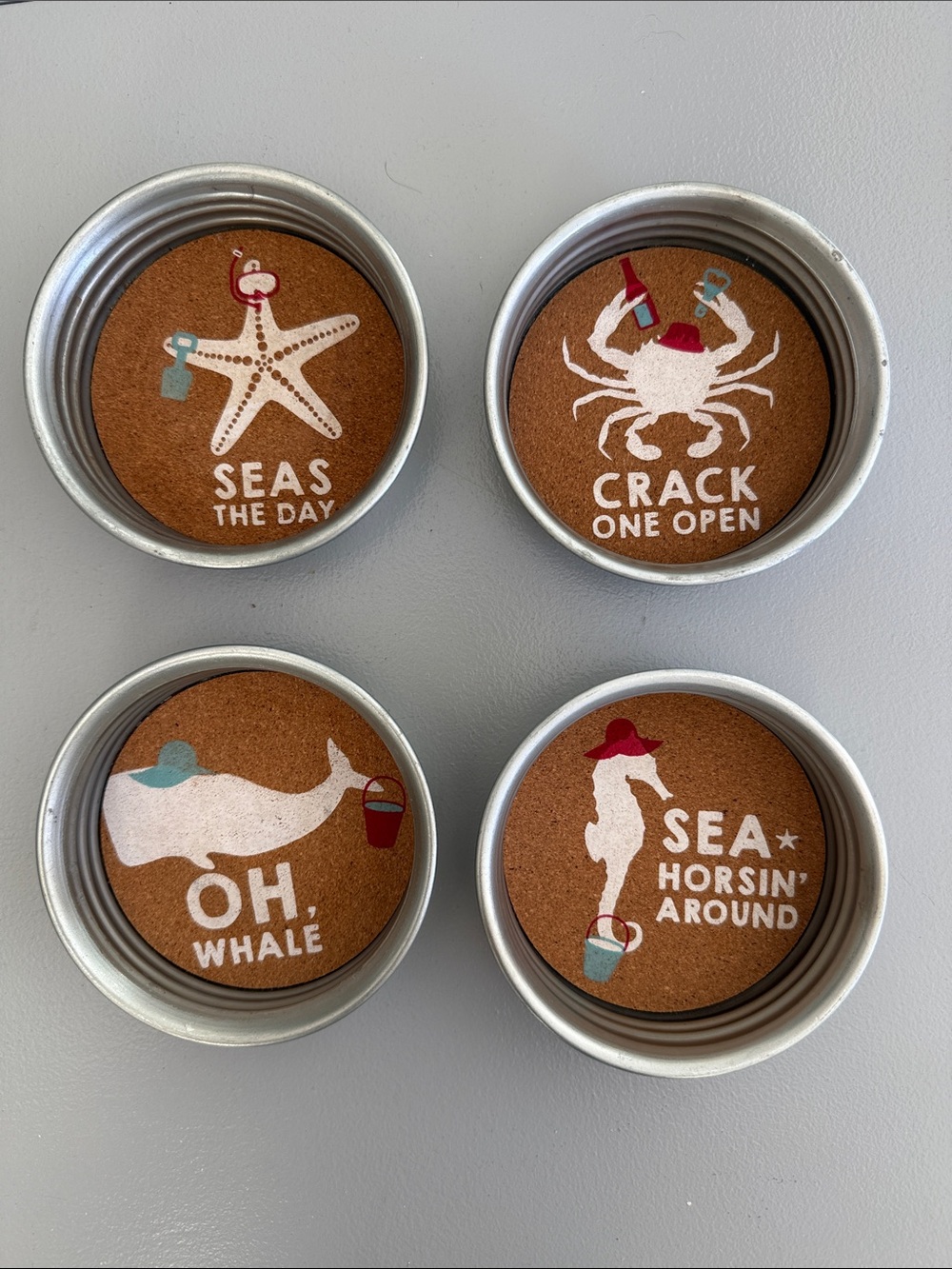 Mud Pie Sea Mason Jar Coasters (set-4)